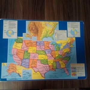 VINTAGE WORLD & USA PLACEMAT LAMINATED LOT 4